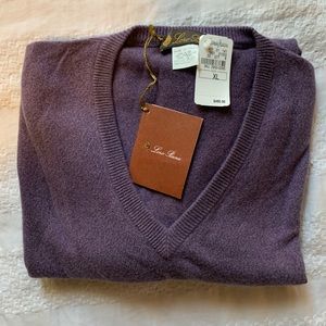 Men’s dark purple Loro Piana v-neck sweater